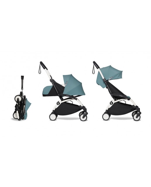 Complete BABYZEN stroller YOYO2  0+ and 6+ | White Chassis Aqua